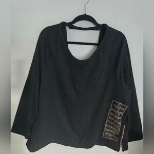 Puma Women's Black Sweatshirt Altheisure And Zipper Open Back Size XXL